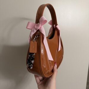 Coach Tan Shoulder Bag with Pink Accents